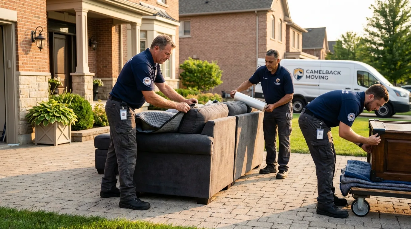 Large estate moving crew wrapping furniture in Hughes, AR